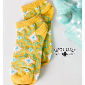 🌵ANKLE ** SOCK & ROLL SOCKS *MUSTARD / TURQ ANKLE